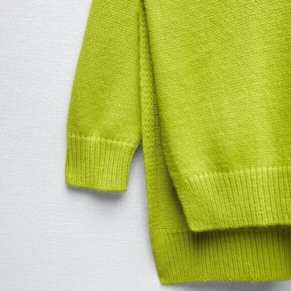 ZARA Florescent Lime Ruffled Knit Sweater - XS-S